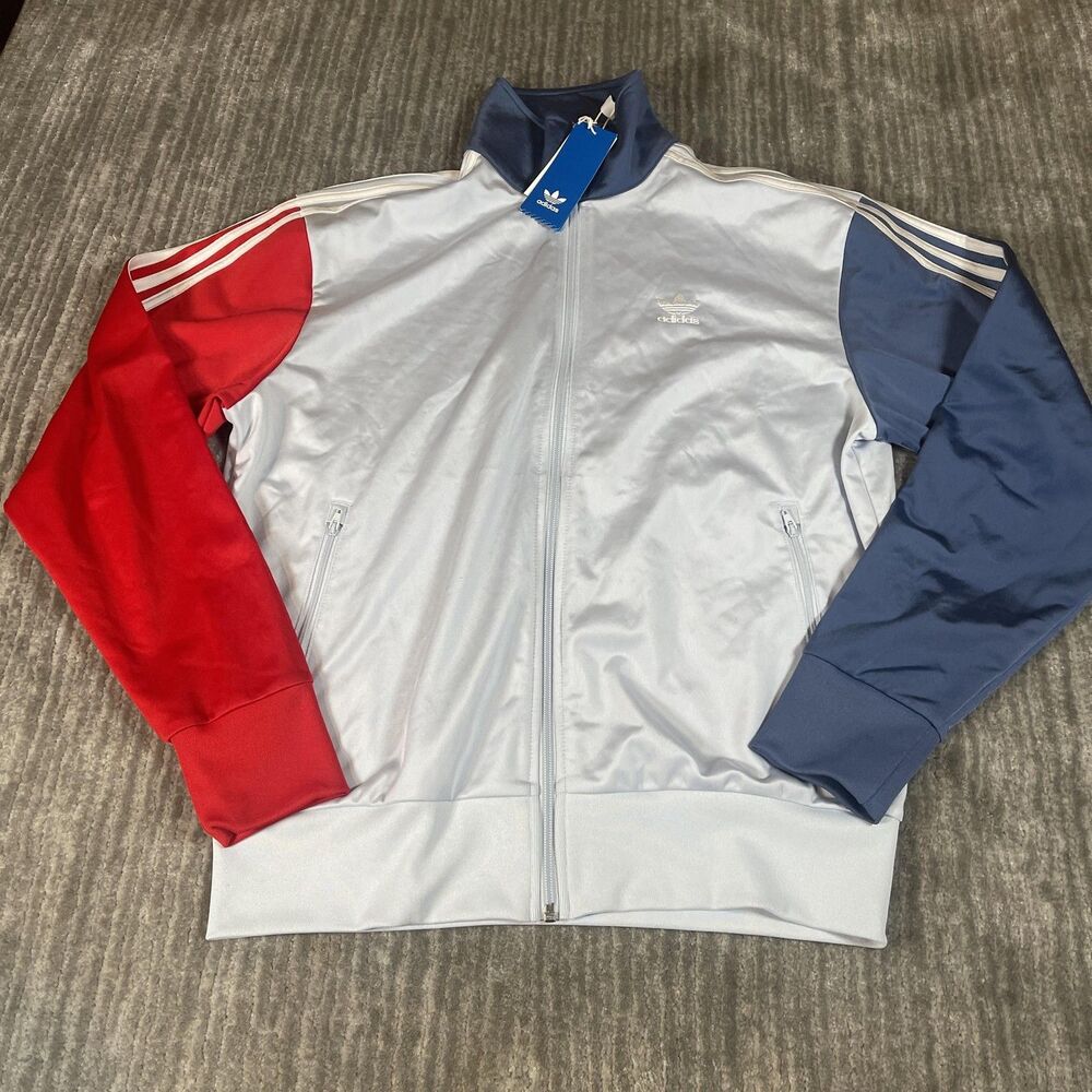 Adidas Firebird TT Track Jacket Mens Medium White Red Blue Originals New